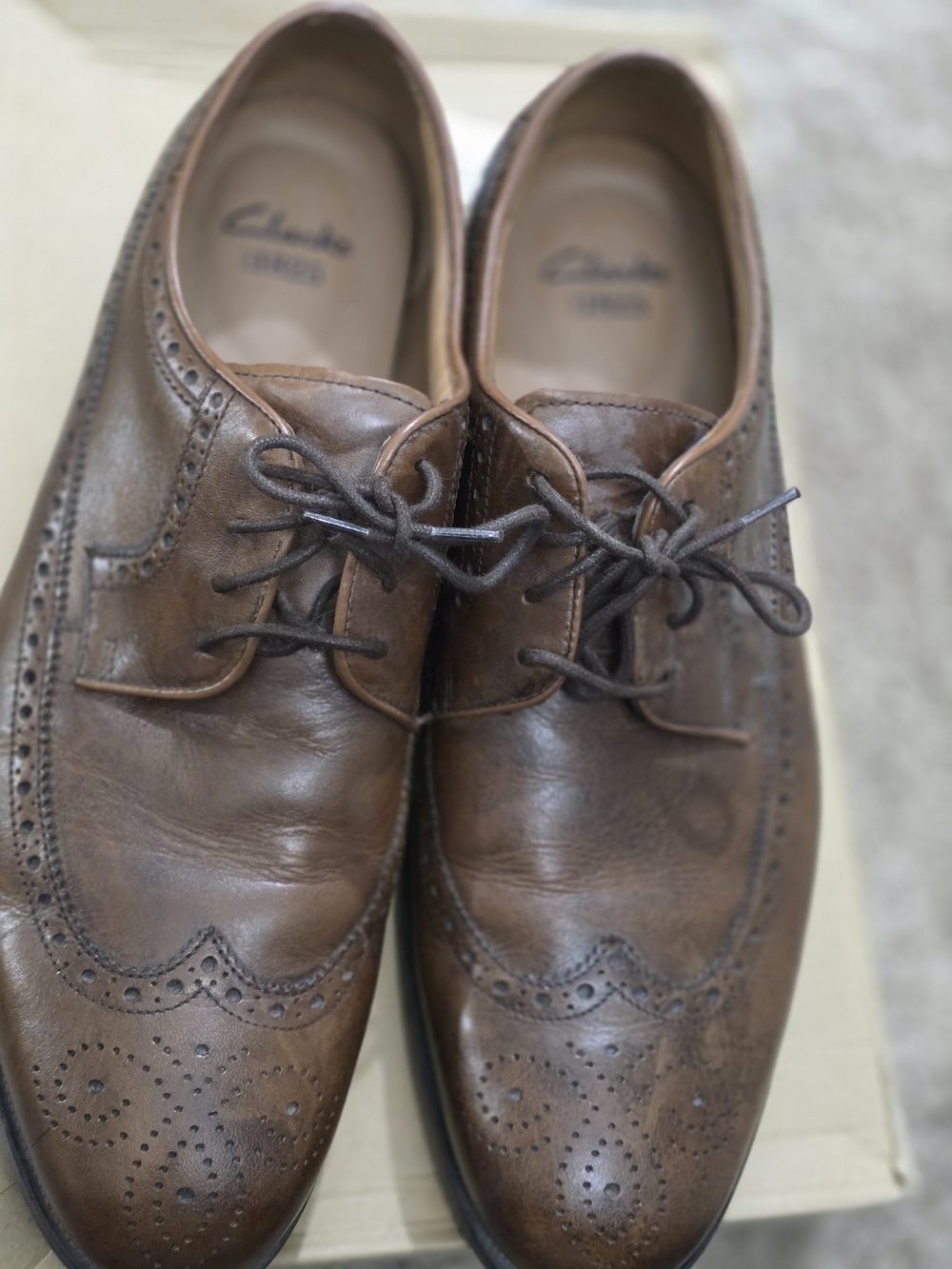 Clarks Brown Leather Brogue Derby Shoes